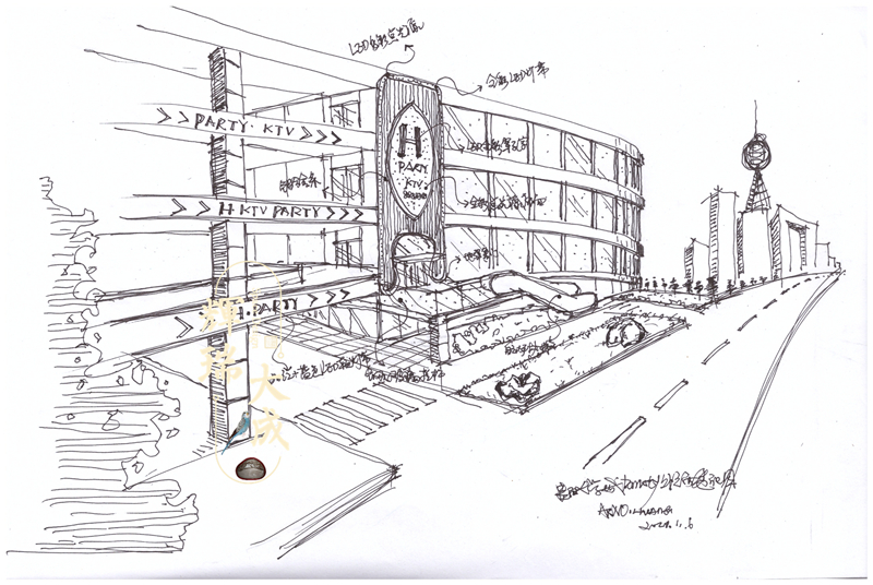 黃兩泉先生手繪KTV設(shè)計(jì)門頭